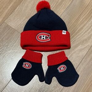 Montreal Canadian infant winter/ mitten hat set